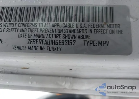2017 Ram Promaster City Tradesman from USA, damaged, VIN ZFBERFAB1H6E93152
